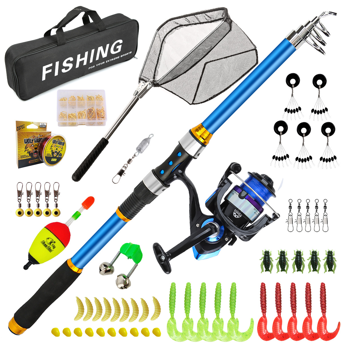 Fishing Rod Carbon Fiber - Zestaw wędki teleskopowej z włókna szklanego