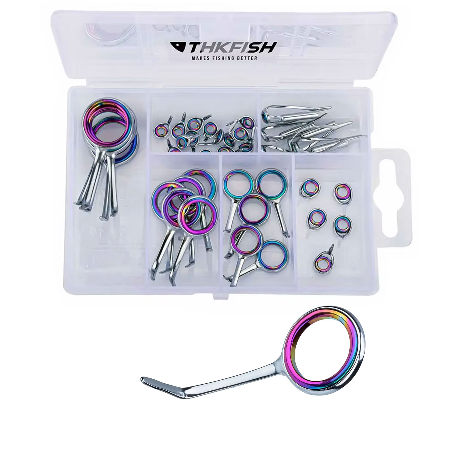 Fishing Rod Guide Replacement - 40szt Kolorowe prowadnice wędki Zestaw pierścieni